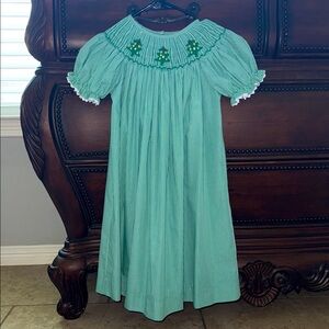 Green Gingham Christmas Tree Smocked Dress 🎄